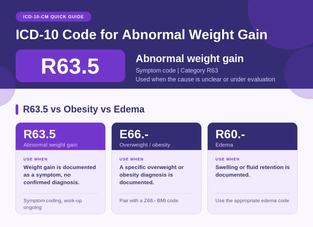 ICD-10 Code R63.5 Abnormal Weight Gain vs Obesity and Edema