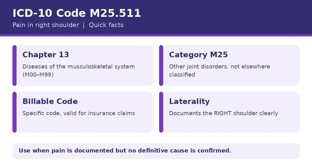 ICD-10 code M25.511 quick facts